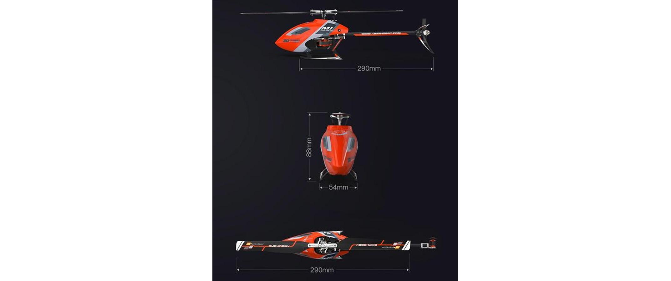 Helikopter M1 EVO Flybarless, 3D, Gelb BNF<br>OMP M1 Evo – Vollwertiger 3D Heli im Mini Format mit nur 290 mm Rotordurchmesser