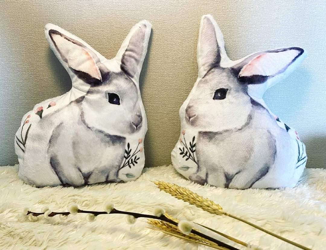 Coussin lapin - lapin gris
