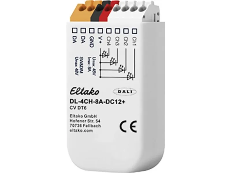 Eltako DL-4CH-8A-DC12 , Lysdæmper, Ekstern, Trådløs, Hvid, LED, IP20