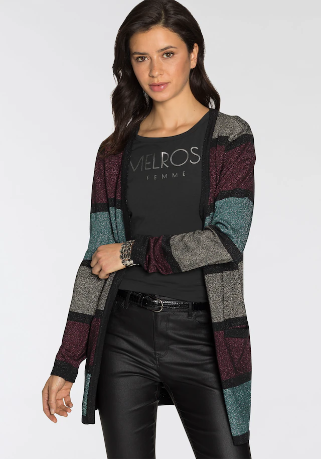 Melrose Longstrickjacke aus weichem Glitzergarn