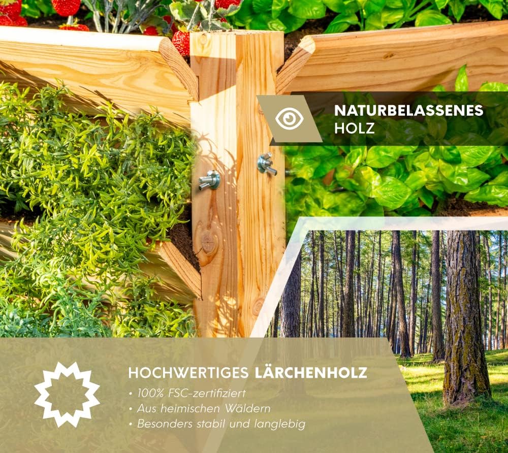 WESTMANN Premium Hochbeet aus Lärchenholz mit Aussaatkalender | Natur | 125x91x73 cm | Kräuterbeet | Holzhochbeet zum Bepflanzen von Gemüse & Kräutern