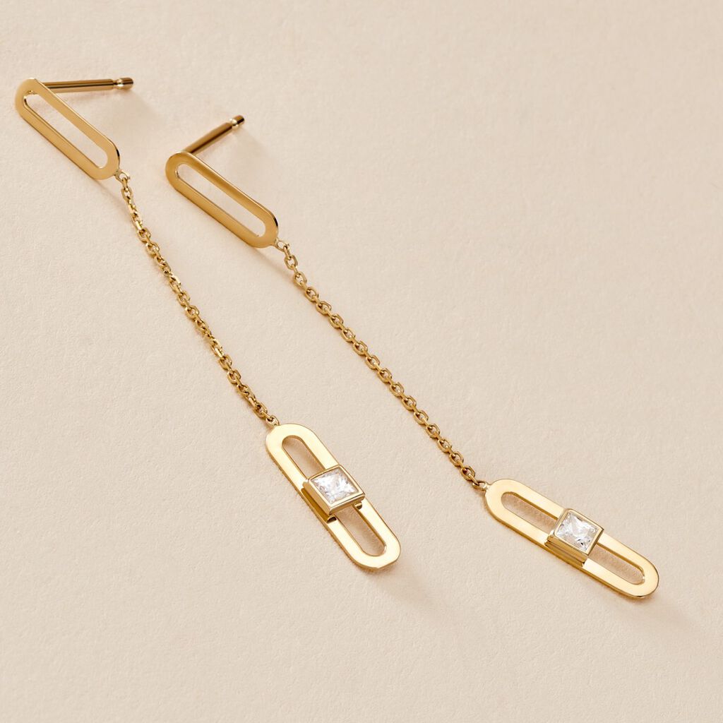 Boucles D'oreilles Pendantes Minimalist Chic Or Jaune Oxyde