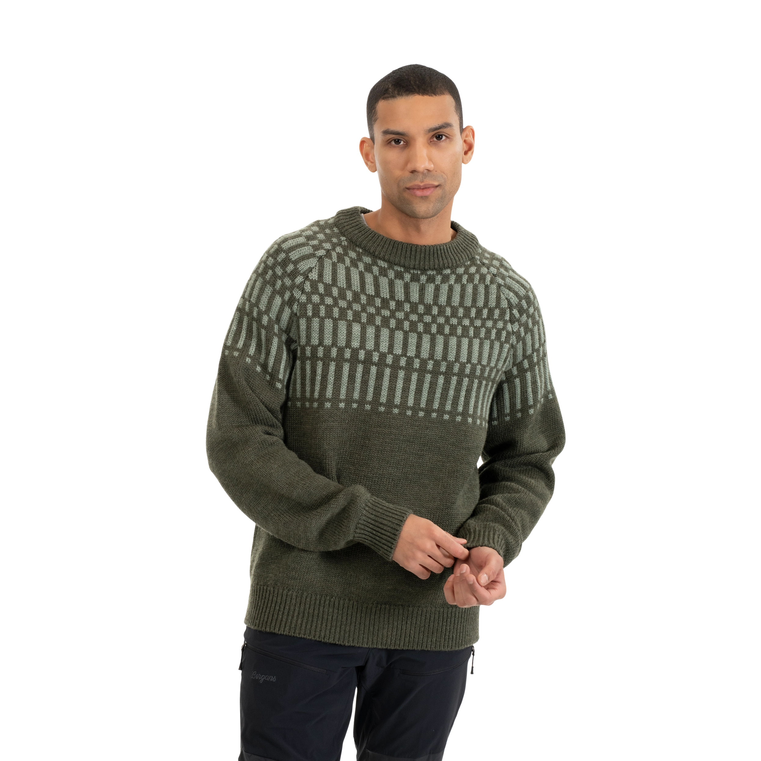 Nordmarka Merino Jumper Men Dark Green Mud / Light Green Mud