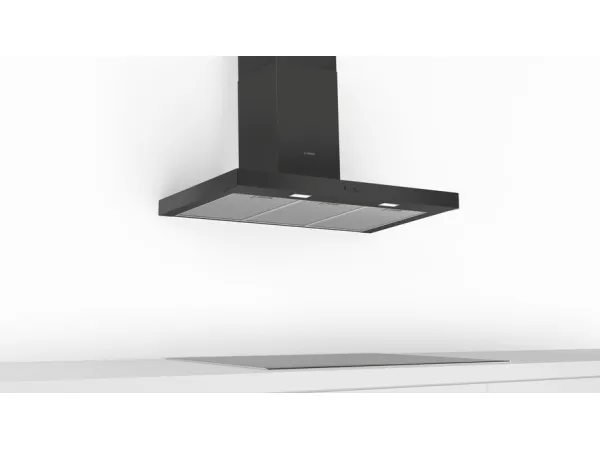 Bosch Serie | 2 DWB96BC60 - Hætte - skorsten flad - bredde: 90 cm - dybde: 50 cm - udtrækning og recirkulation (-) - sort