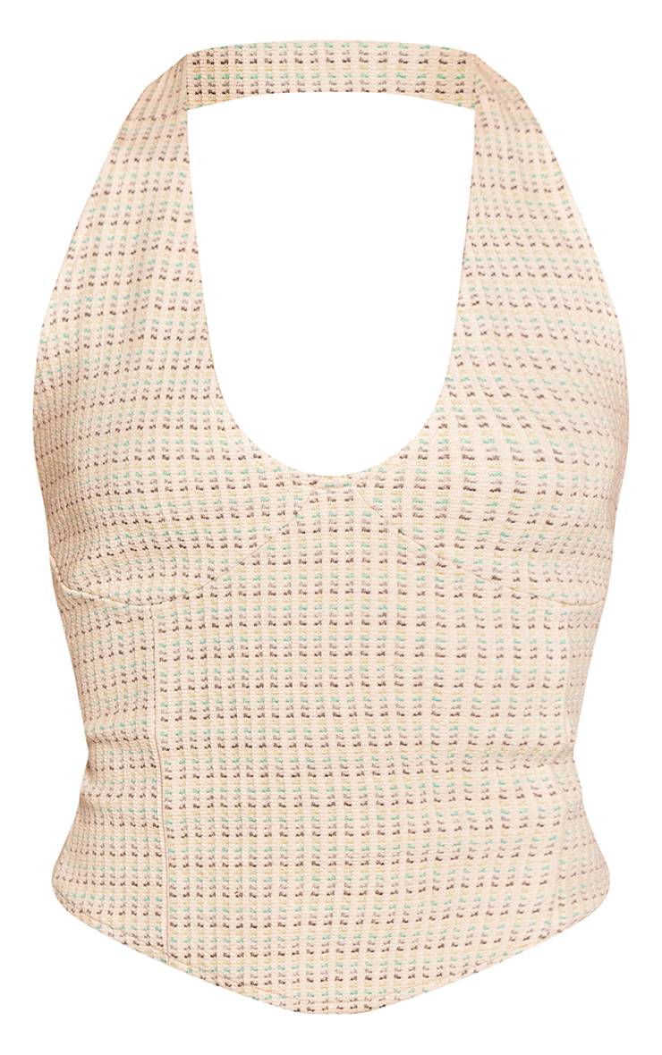 Vert Haut Dos Nu En Tissu Multi-texturé Assorti