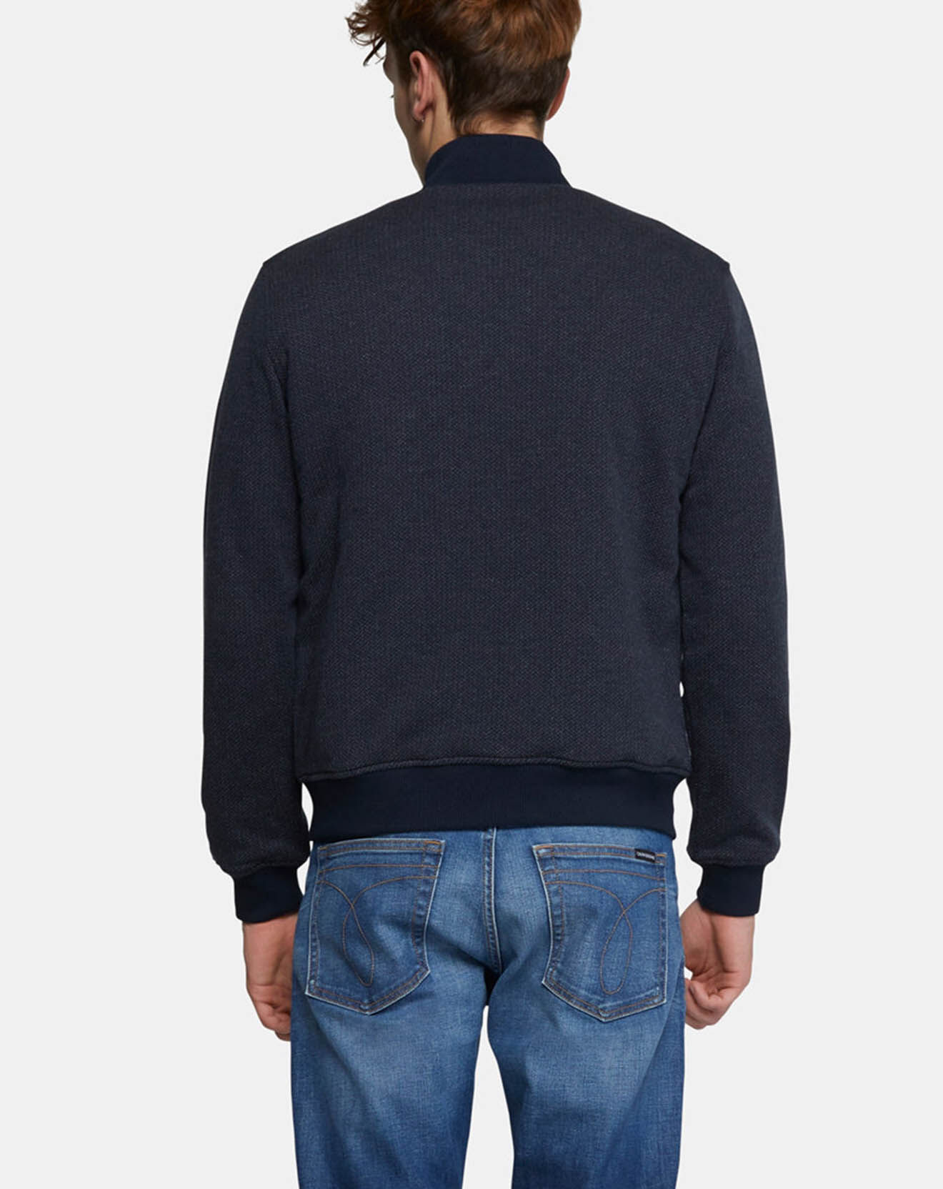 Hackett London Blouson en maille Chevron bleu marine