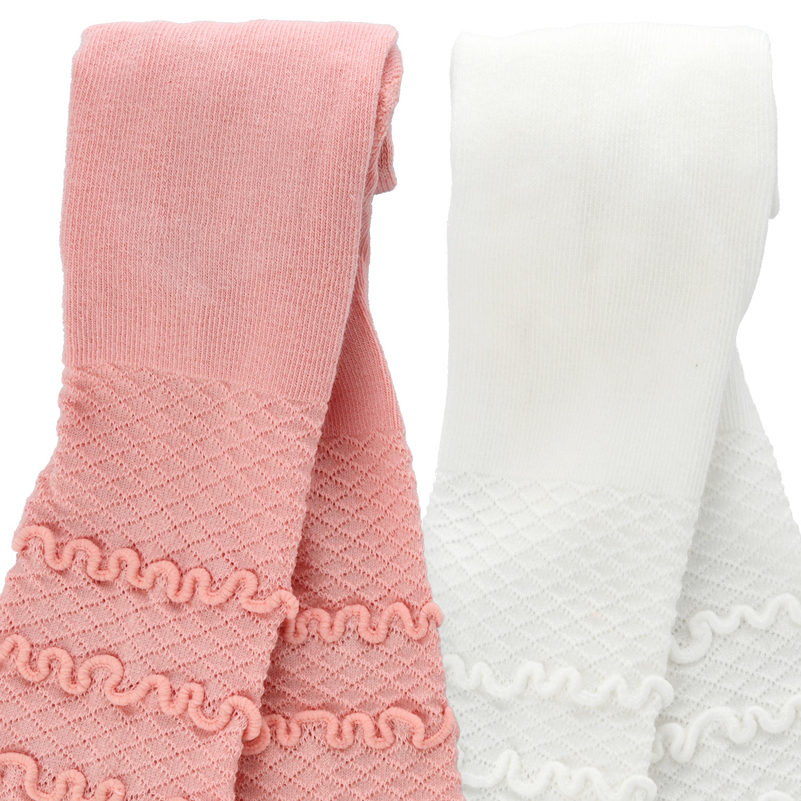 Topomini 2 Baby Strumpfhosen mit Strukturmuster weiss / rosa