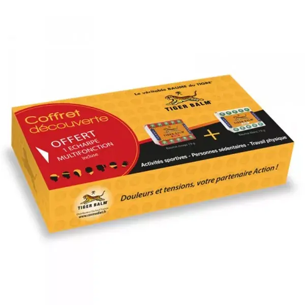 Kit de Descoberta Tiger Balm: Tiger Balm Vermelho 19g + Tiger Balm Branco 19g com um lenço grátis