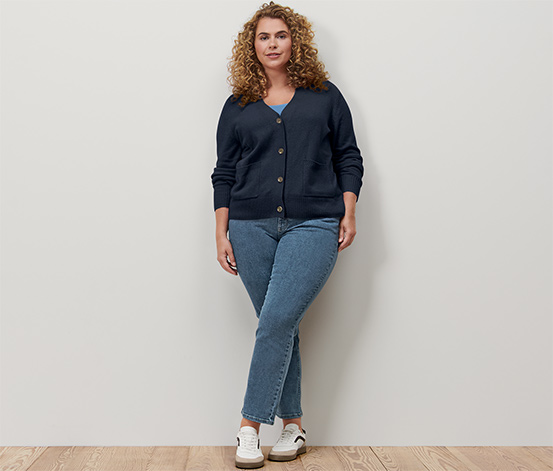 Strickjacke mit Wolle, dunkelblau
