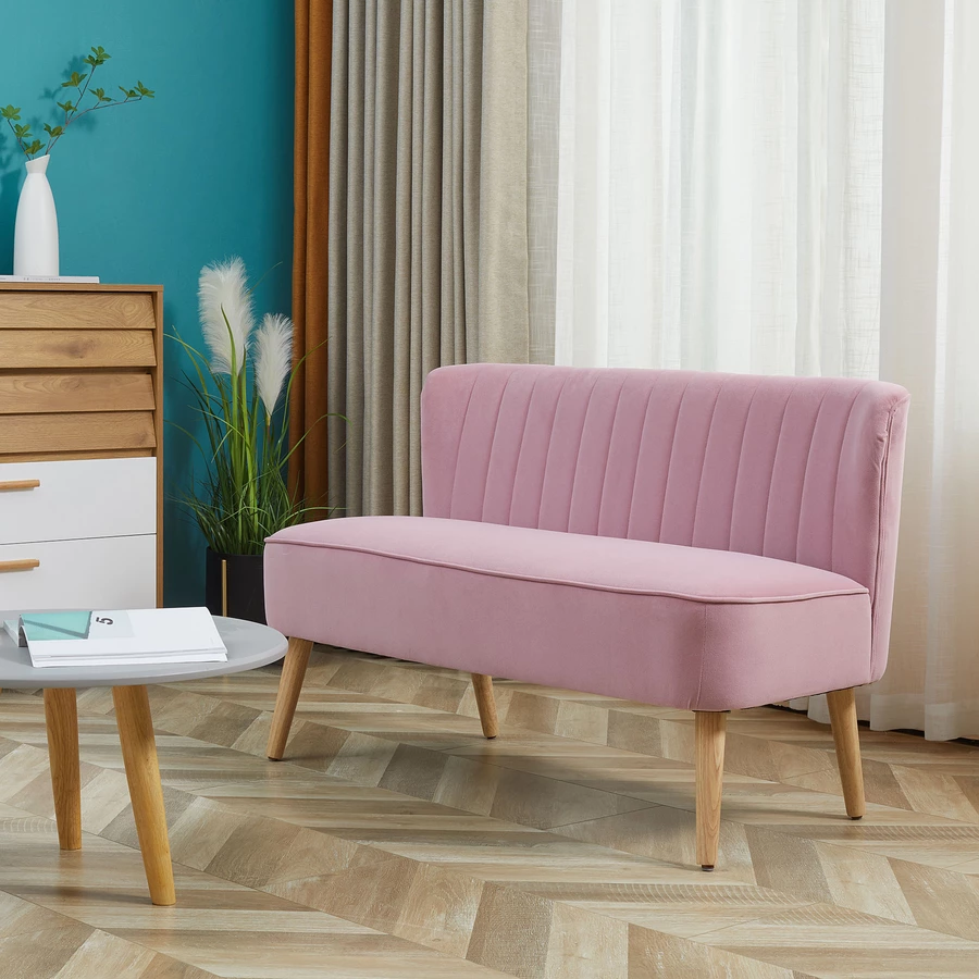 HOMCOM 2 Sitzer mit weicher Polsterung pink
