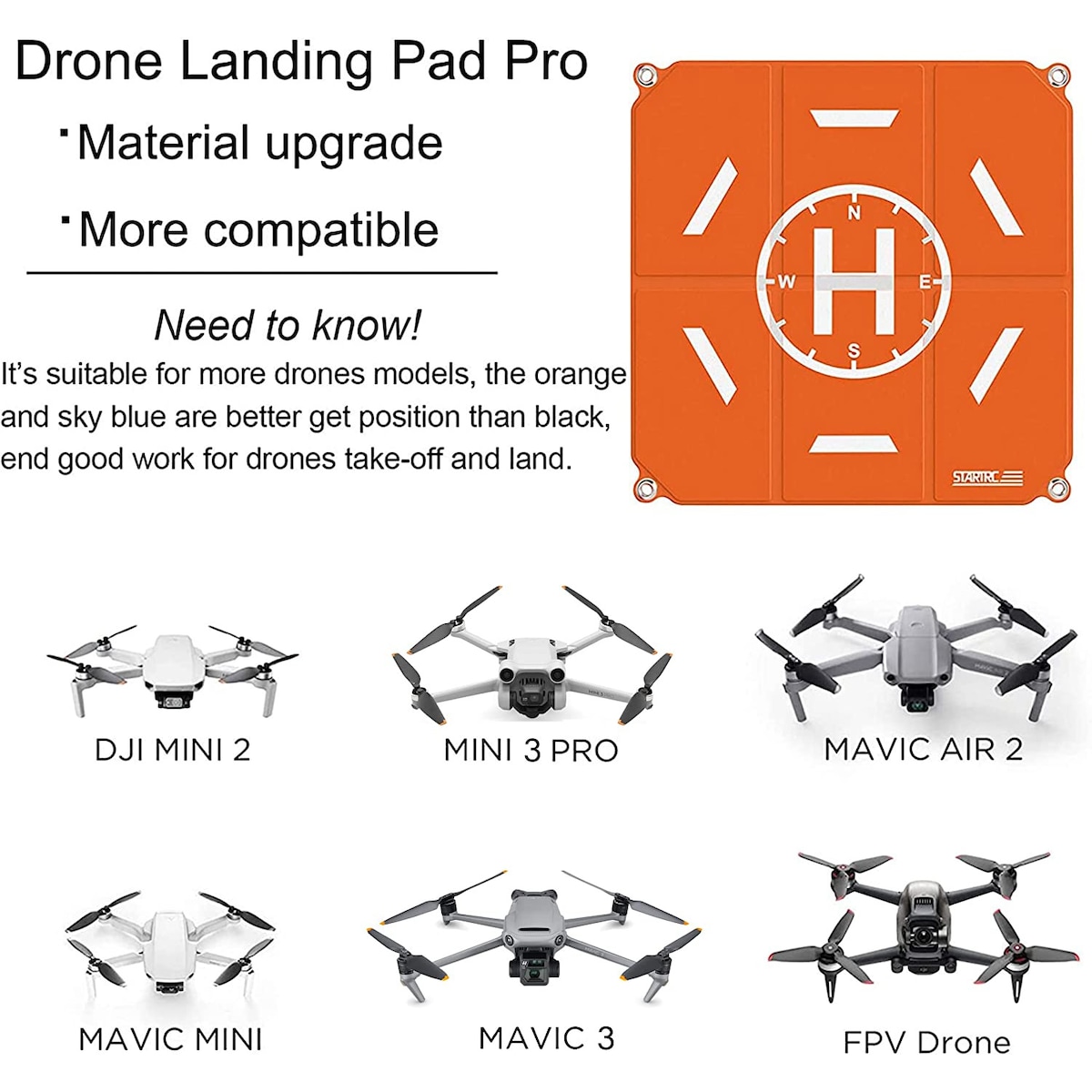 Landingsplattform for drone, DJI Avata/Mini 2/Mavic 3 Pro, universell
