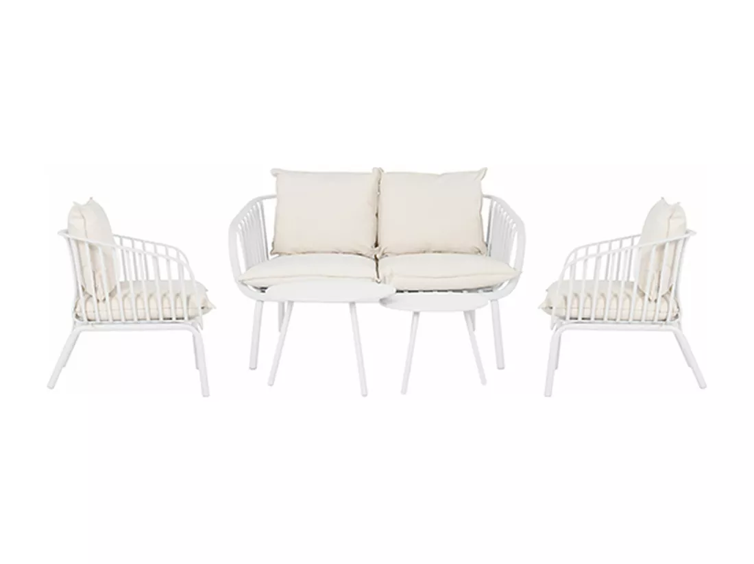 Now's Home - Salon De Jardin En Polypropylene Blanc 4 Places