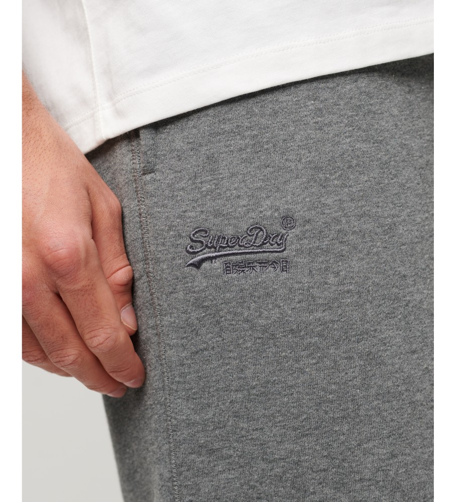 Calça jogger reta de algodão orgânico Superdry com logo vintage cinza
