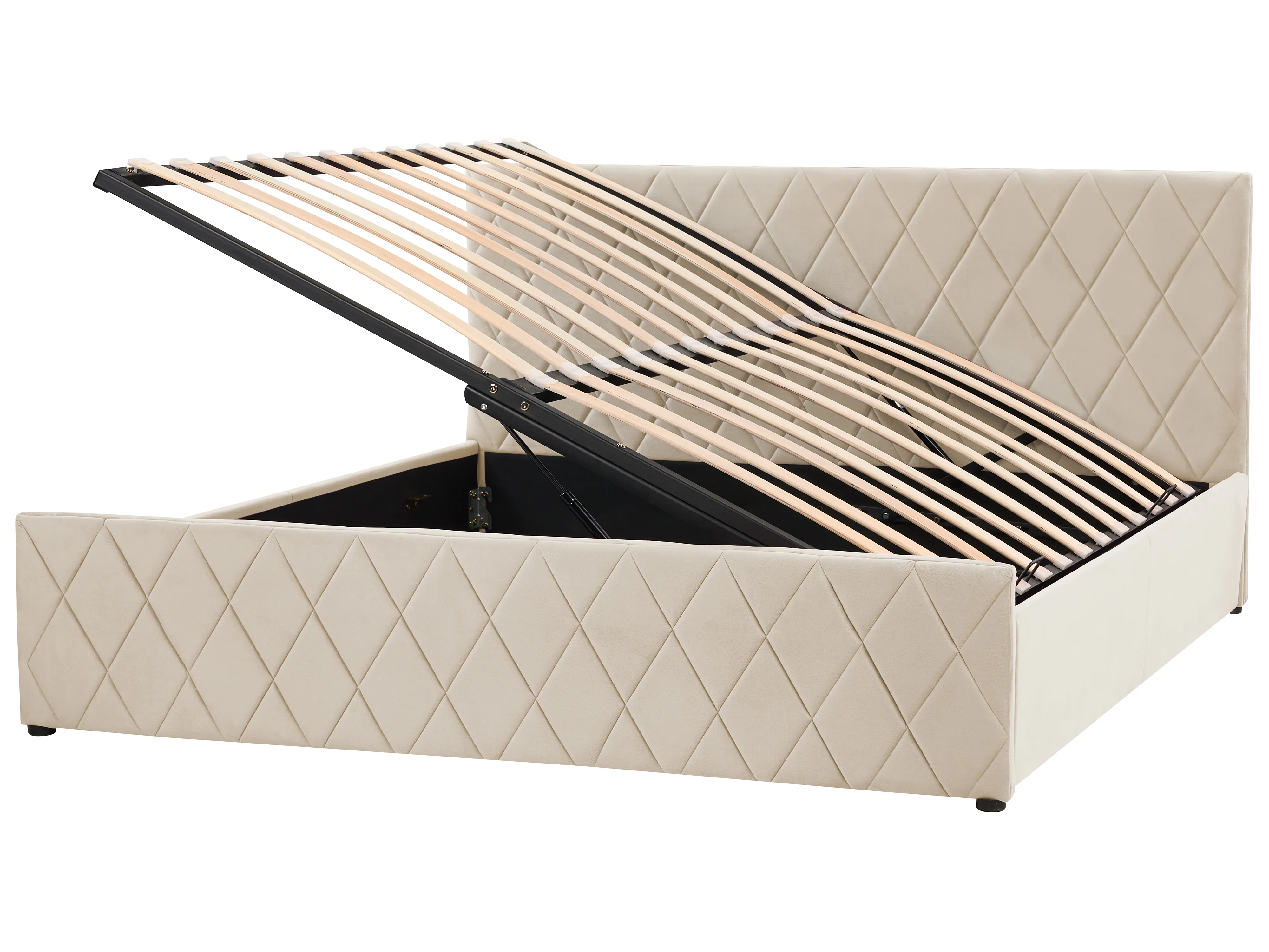 Bed met opbergruimte Fluweel ROCHEFORT 180 x 200 cm Beige