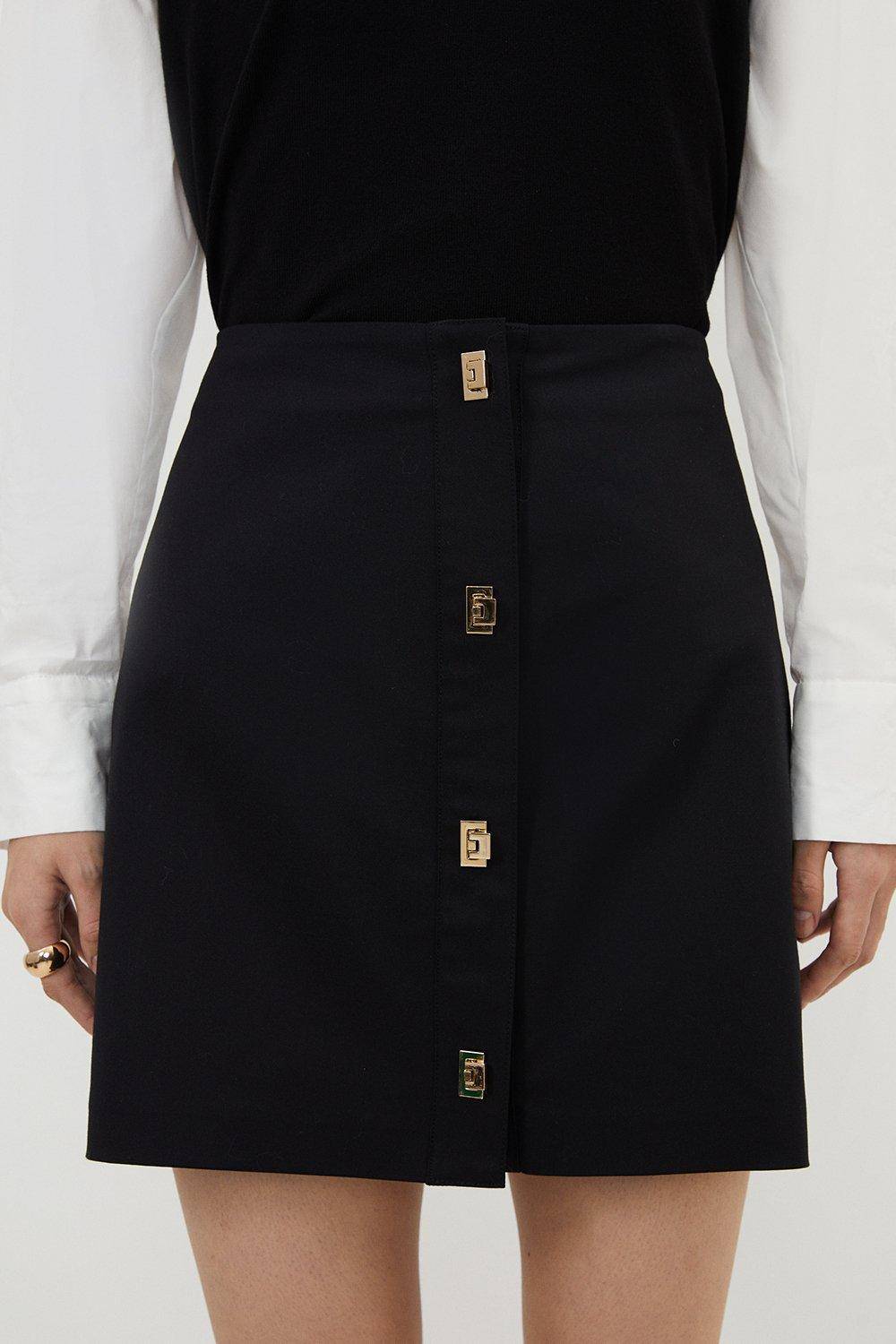 KarenMillen Jupe tissée en coton techno avec fermoir doré