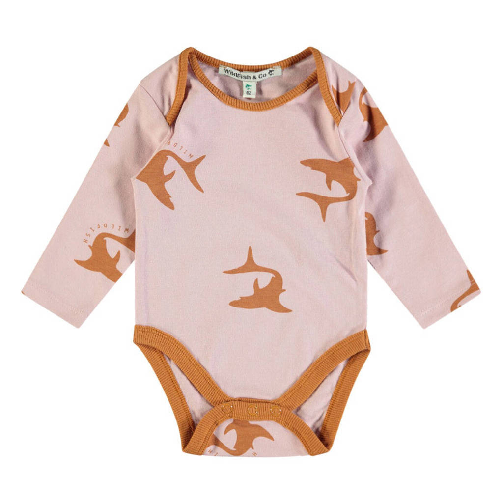 Wildfish romper met all over print lichtroze/bruin