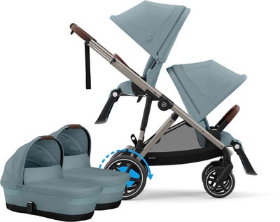 Cybex e-Gazelle S Tvillingvogn, Stormy Blue/Taupe