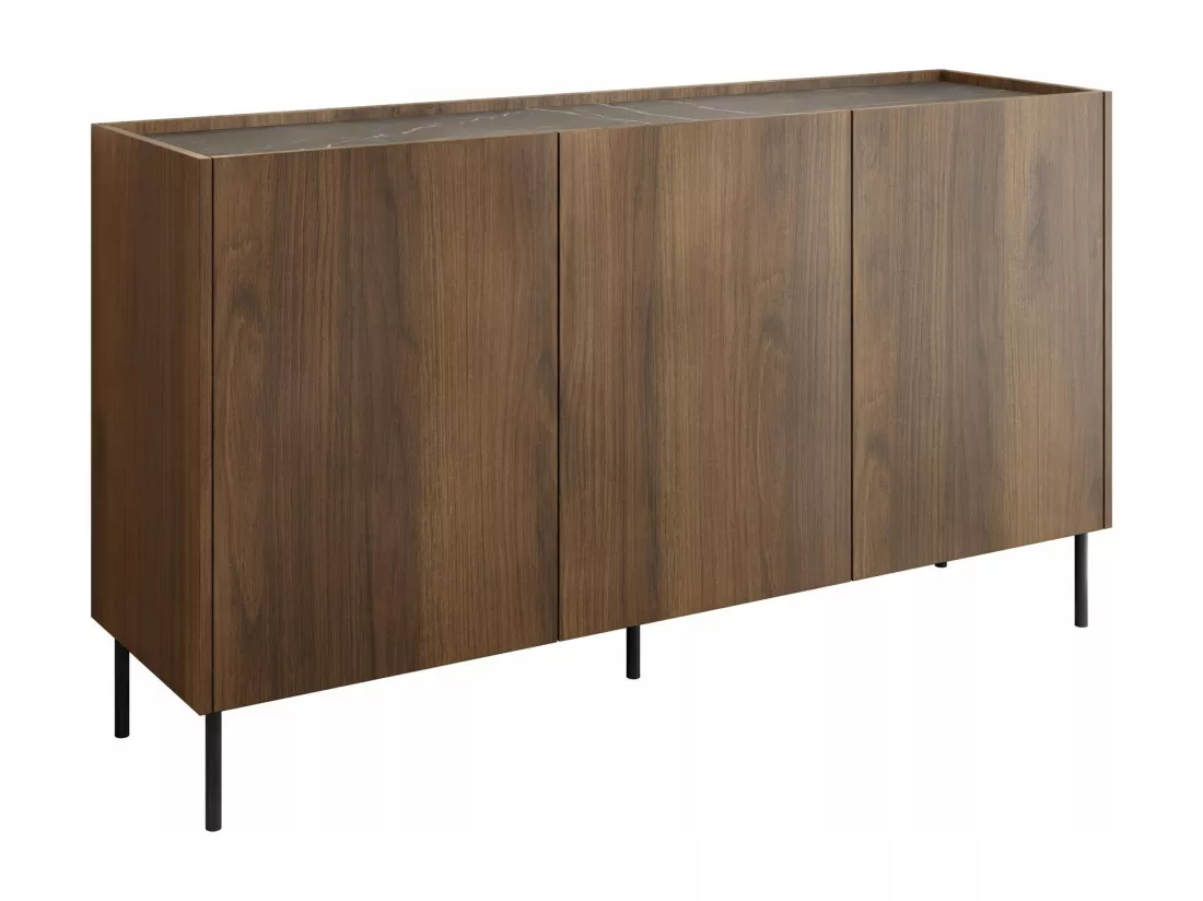 Buffet Comfivo Belviro 100, Noyer|Marbre noir, 78x144x37cm, Stratifié