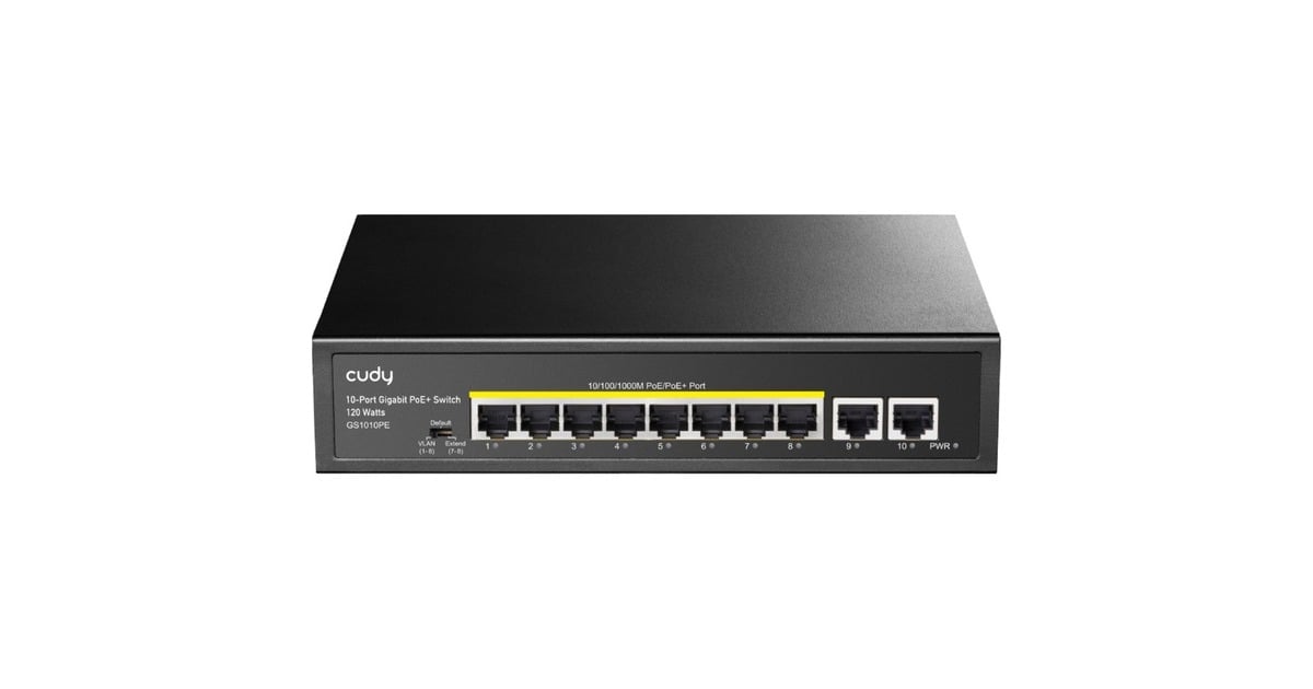 Cudy8-GbE PoE+ Switch with 2 Uplink GbE  (Zwart)