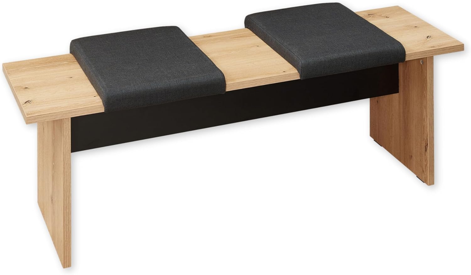 Sitzbank in Old Artisan Oak Optik FSC-zertifiziert, Schwarz - Moderne Esszimmerbank für Ihren Wohn- & Essbereich - 135 x 45 x 43 cm (B/H/T)