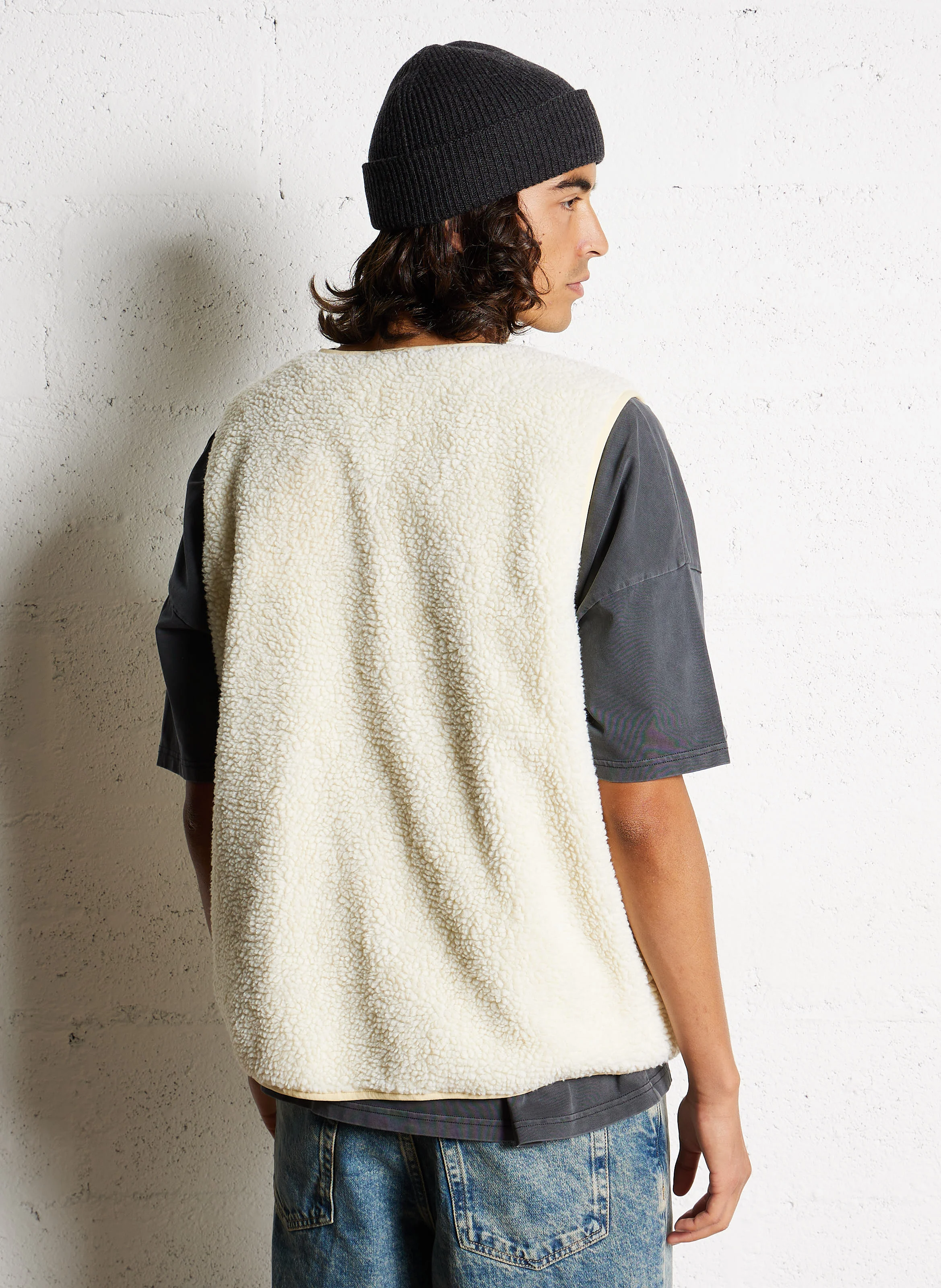 HOKTOWN - Veste col rond en sherpa| Beige