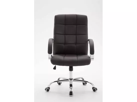Chaise de bureau - Similicuir & Métal chromé - Marron - Mikos