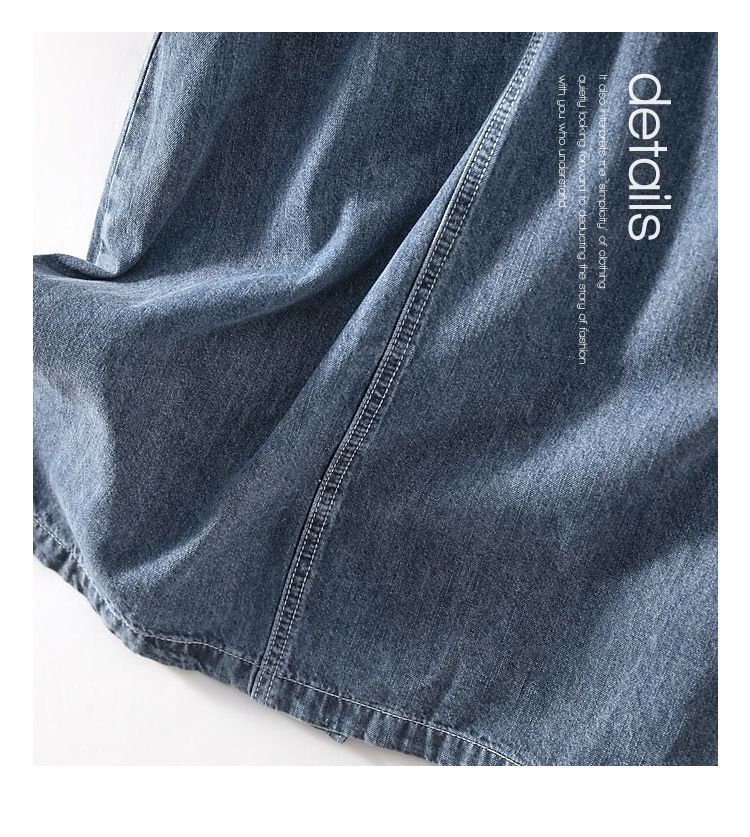 Supernova - Denim midi-jurk met lange mouwen en capuchon