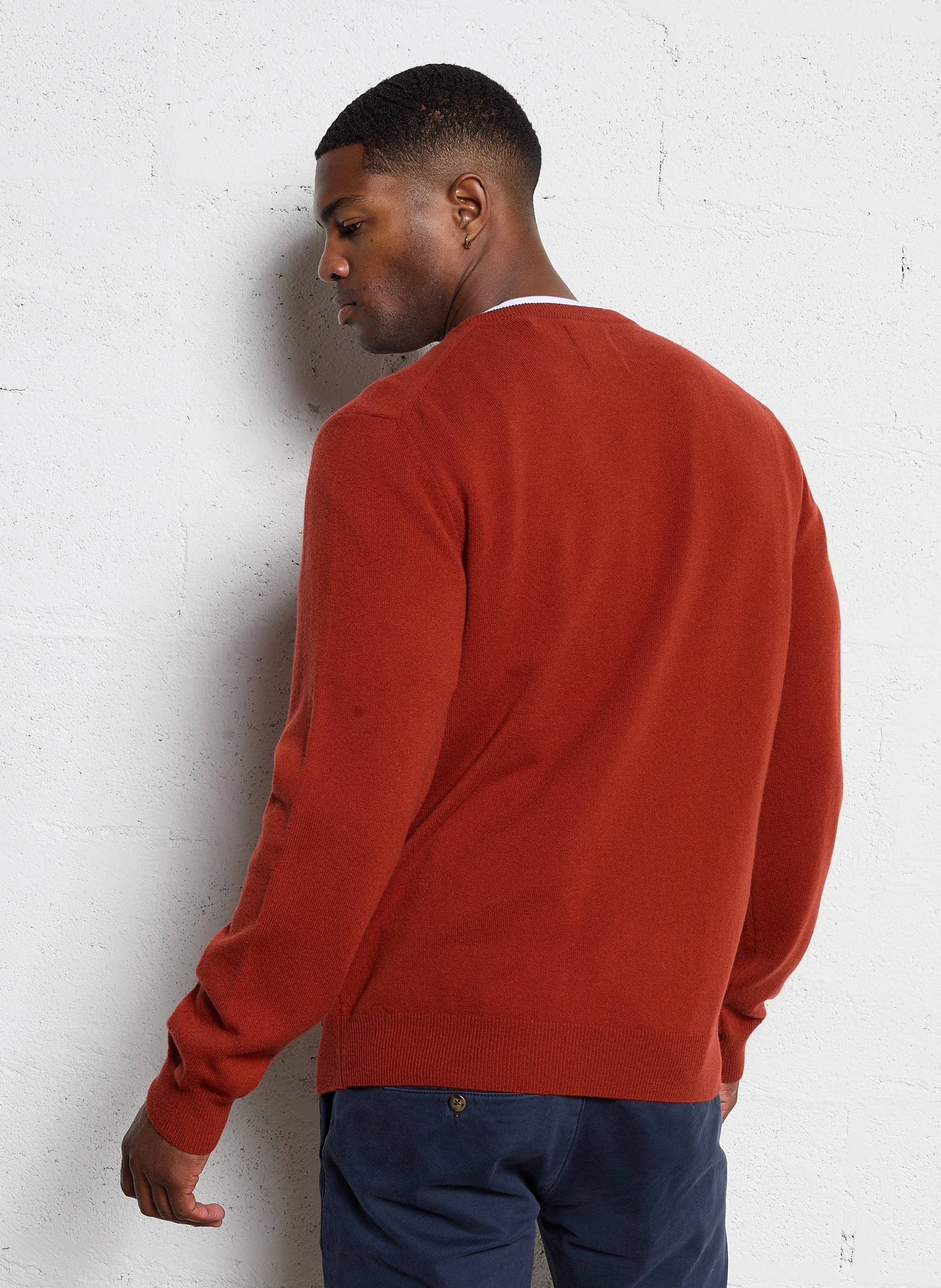 Pull droit col rond en laine | Rouge