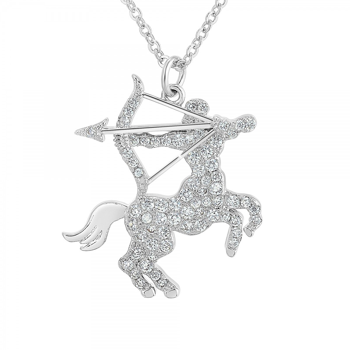 Collier signe astrologique sagittaire orné de Cristaux scintillants SC Crystal en Métal rhodié