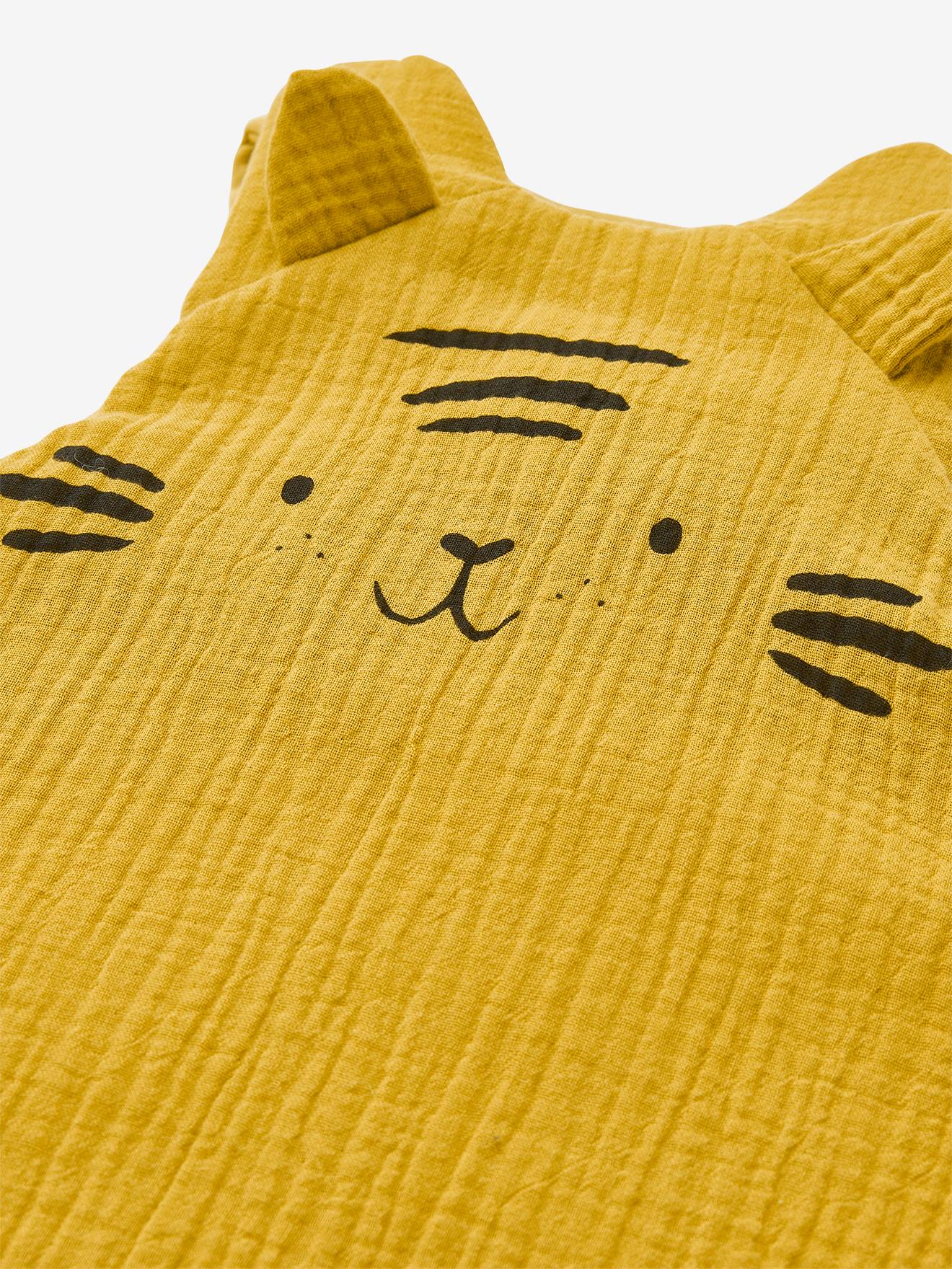 Manta de bebê sem mangas em chiffon de algodão orgânico* Baby Tiger tamanho médio, amarela lisa com estampa