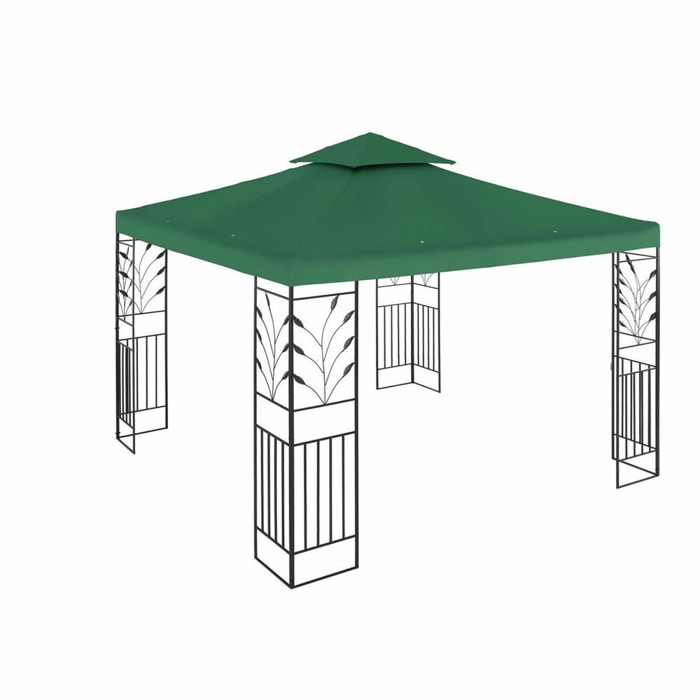 Pergola pavillon barnum tonnelle tente abri gazebo de jardin terrasse beige vert - 3 x 3 m - 180 g/m²
