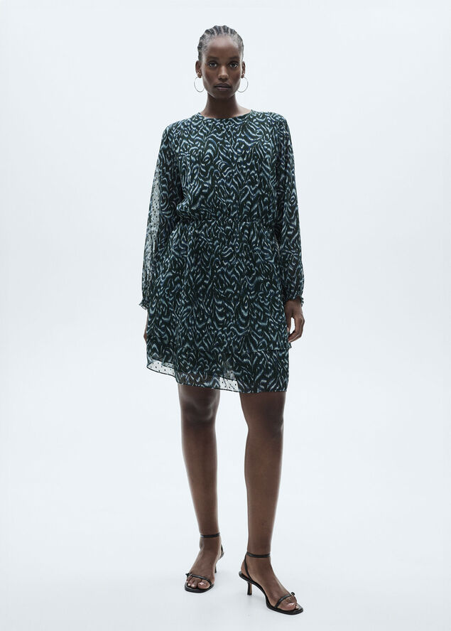 MANGO Printed short dress Green