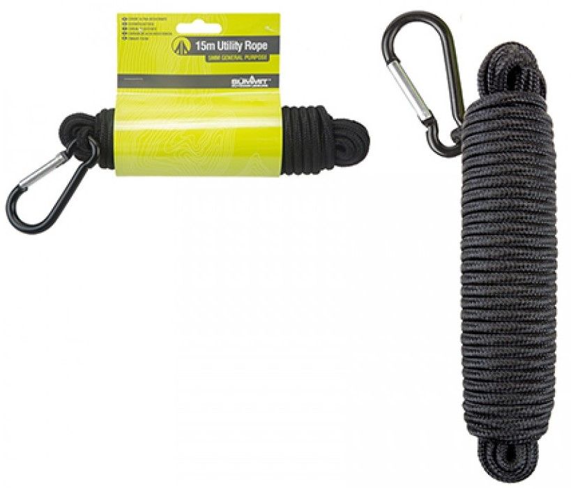 Kordel Multi-use schwarz 5mm 15M X 5mm mit Karabiner