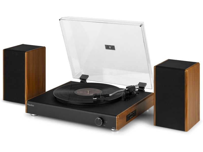 Audizio Plattenspieler RP335 Braun/Schwarz Vintage-Plattenspieler mit zwei Stereolautsprechern mit vollem Frequenzbereich