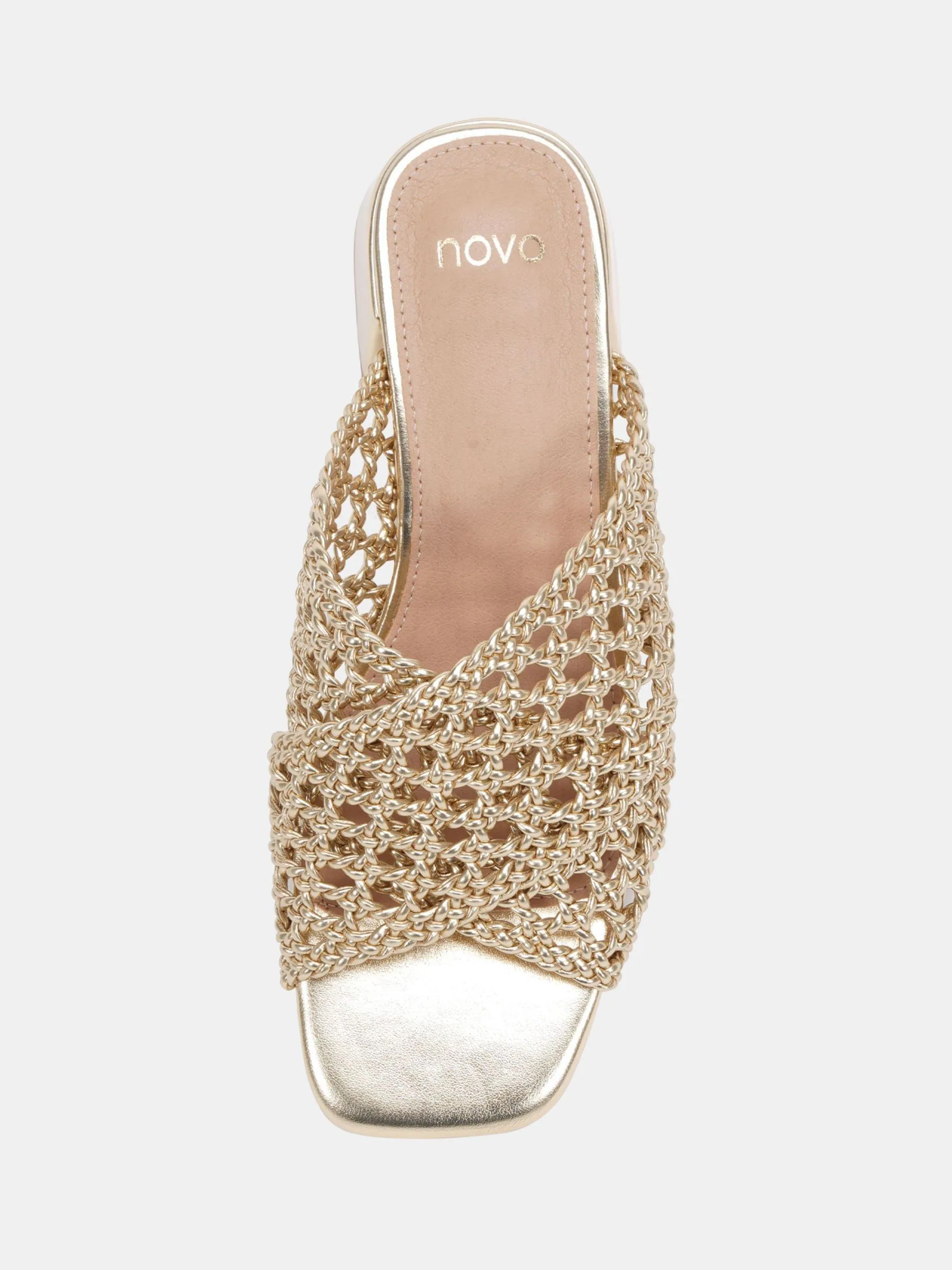 Goud - Novo MILLY Woven Block Heel Mules