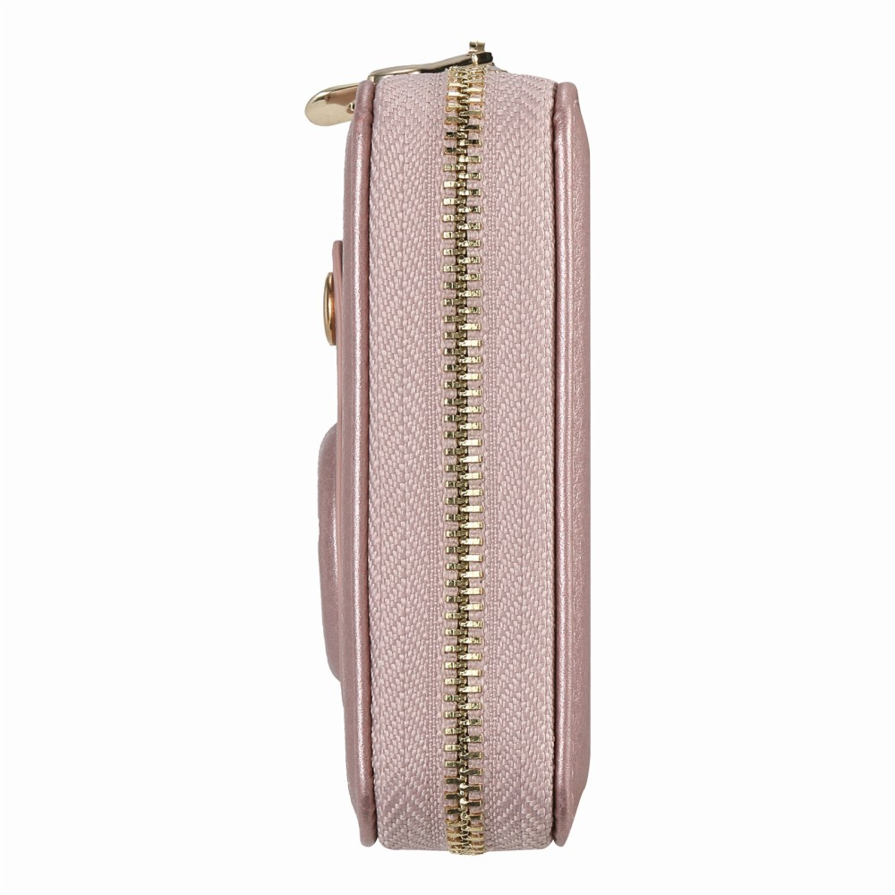 (12.7x11.1x3.6cm) Apple AirTag Wallet Mini Kreditkarten Portemonnaie Leder Etui Geldbörse Litchi Look  (RFID Schutz) - Roségold