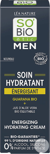 So'Bio Étic Men Soin Hydratant Énergisant Guarana Bio Et Jus D'Aloe Vera Tube 50ml