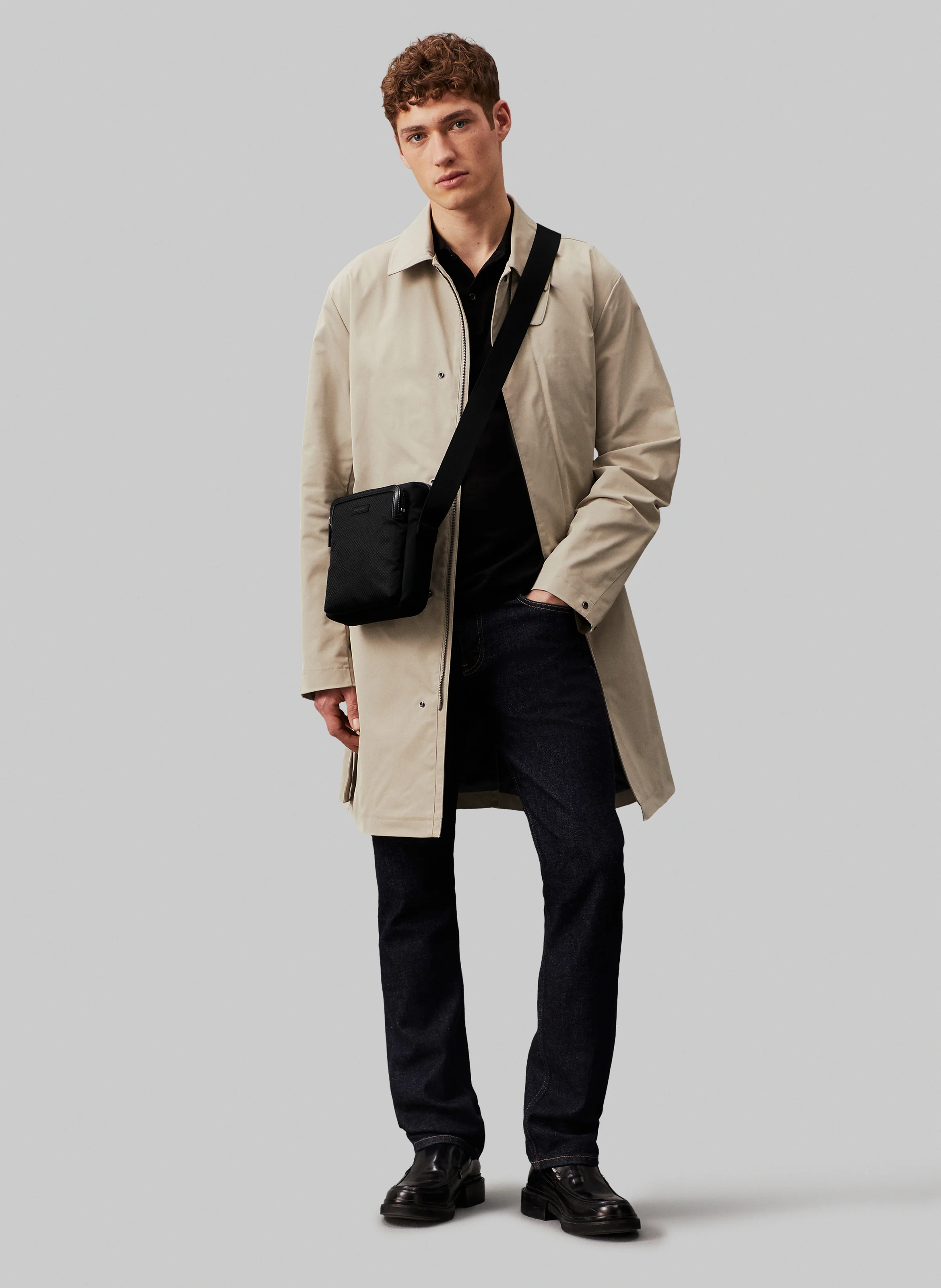 Sac bandoulière en fibres recyclées mélangées | Gris
