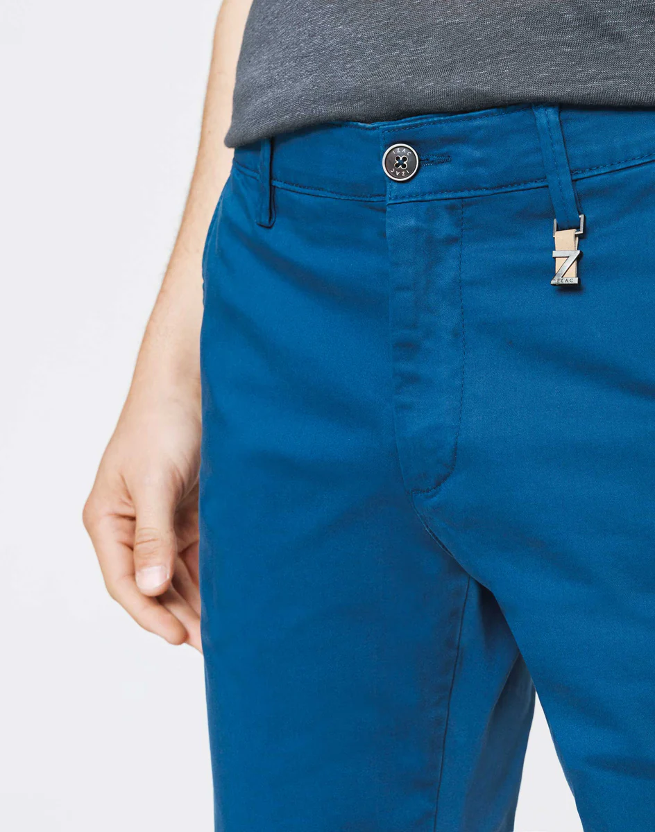 Chino slim satin bleu canard 