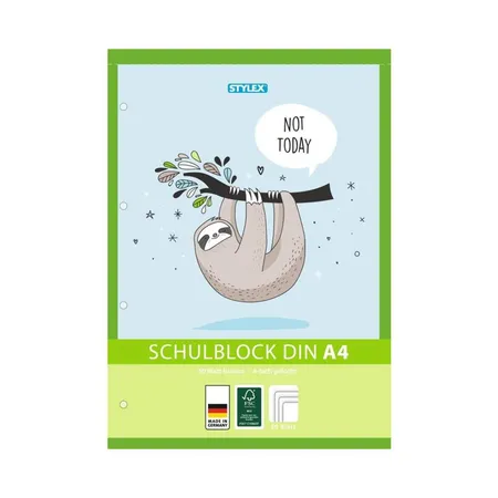 Stylex Schulblock DIN A4, blanko, gelocht, 50 Blatt