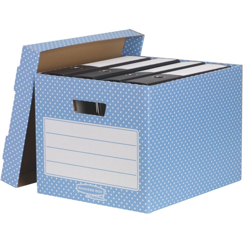Caisse archives mini Carton Fellowes Style - H 33,5 x L 40,4 x P 29,2 cm - Eco-responsable - Bleue