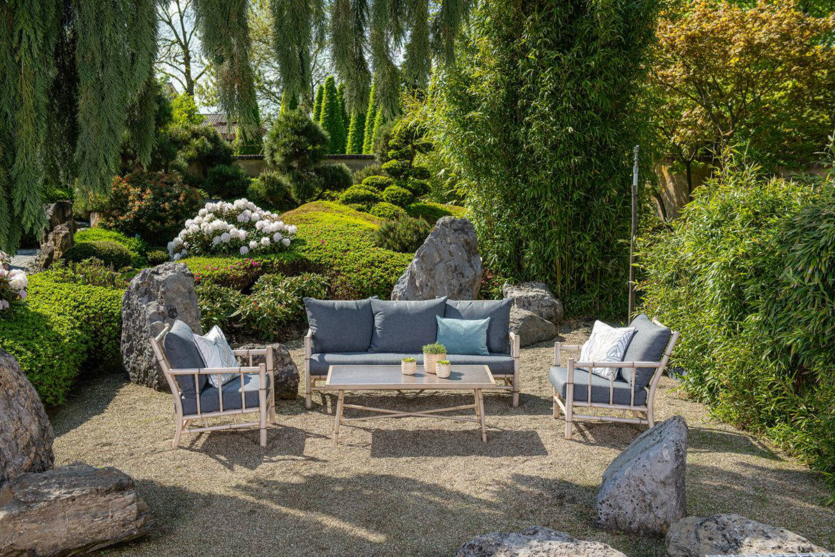 Garden Impressions Garden Impressions Lombok loungeset 4-delig - alu bamboo/  grijs