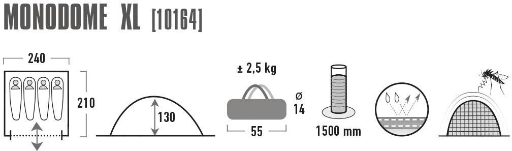 High Peak Kuppelzelt »Monodome XL« 4 Personen mit Transporttasche,