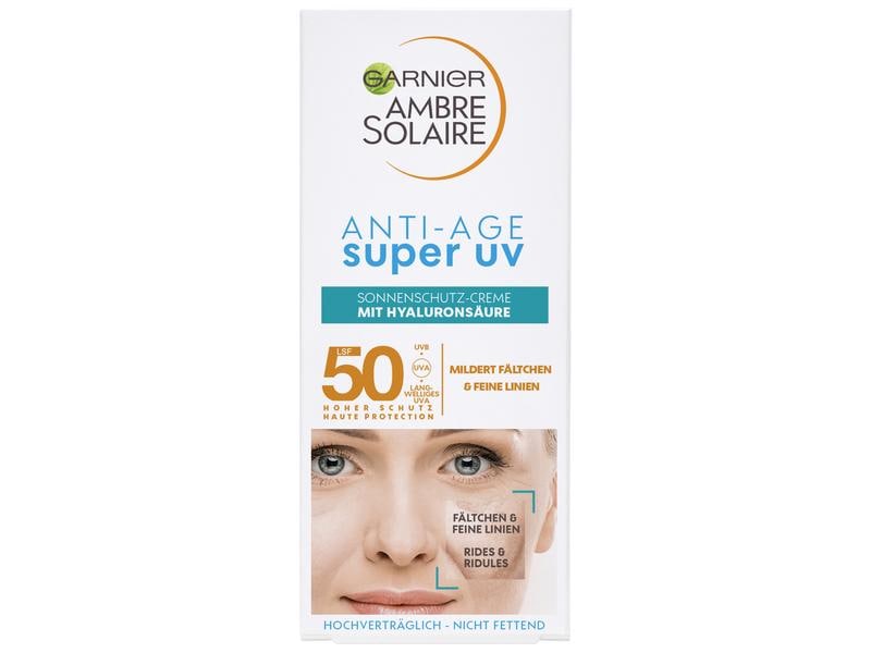 Garnier Ambre Solaire Sonnencreme Sensitive expert  Gesicht Sonnenschutz mit Vitamin E und Hyaluronsäure