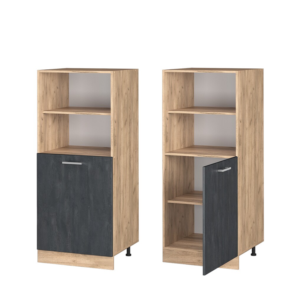 Vicco Vorratsschrank R-Line Schwarz Beton Eiche 60 cm kleine Tür