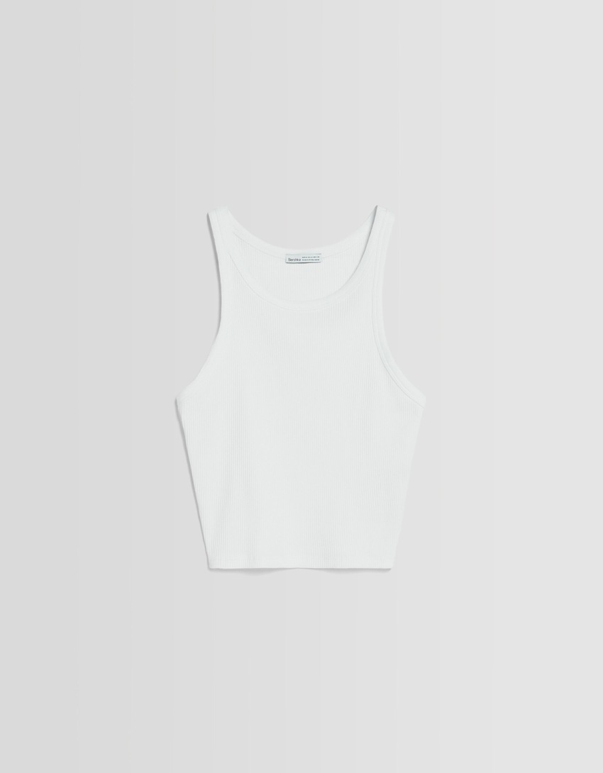 Camiseta canelada sem mangas