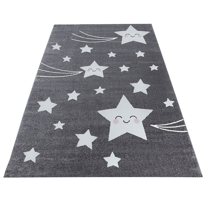 Kindervloerkleed - Anna Sterren Grijs | Speels design