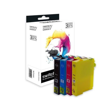 Cartouche compatible Epson T1295 Pomme - pack de 4 - noir, jaune, cyan, magenta - Switch