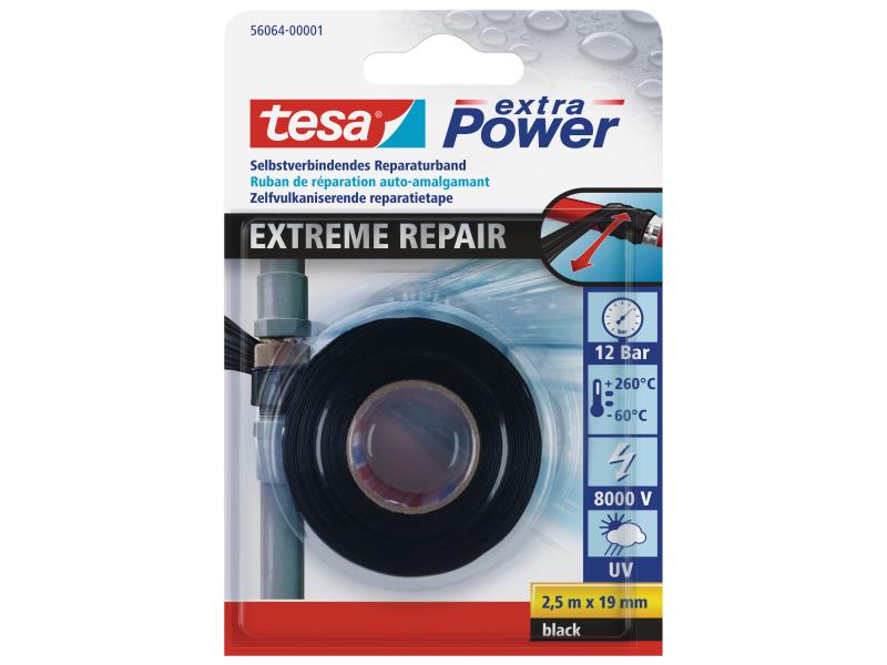 tesa Dichtungsband Extreme Repair 2.5 m x 19 mm Schwarz Selbstverschweissendes Dichtungsband, schwarz