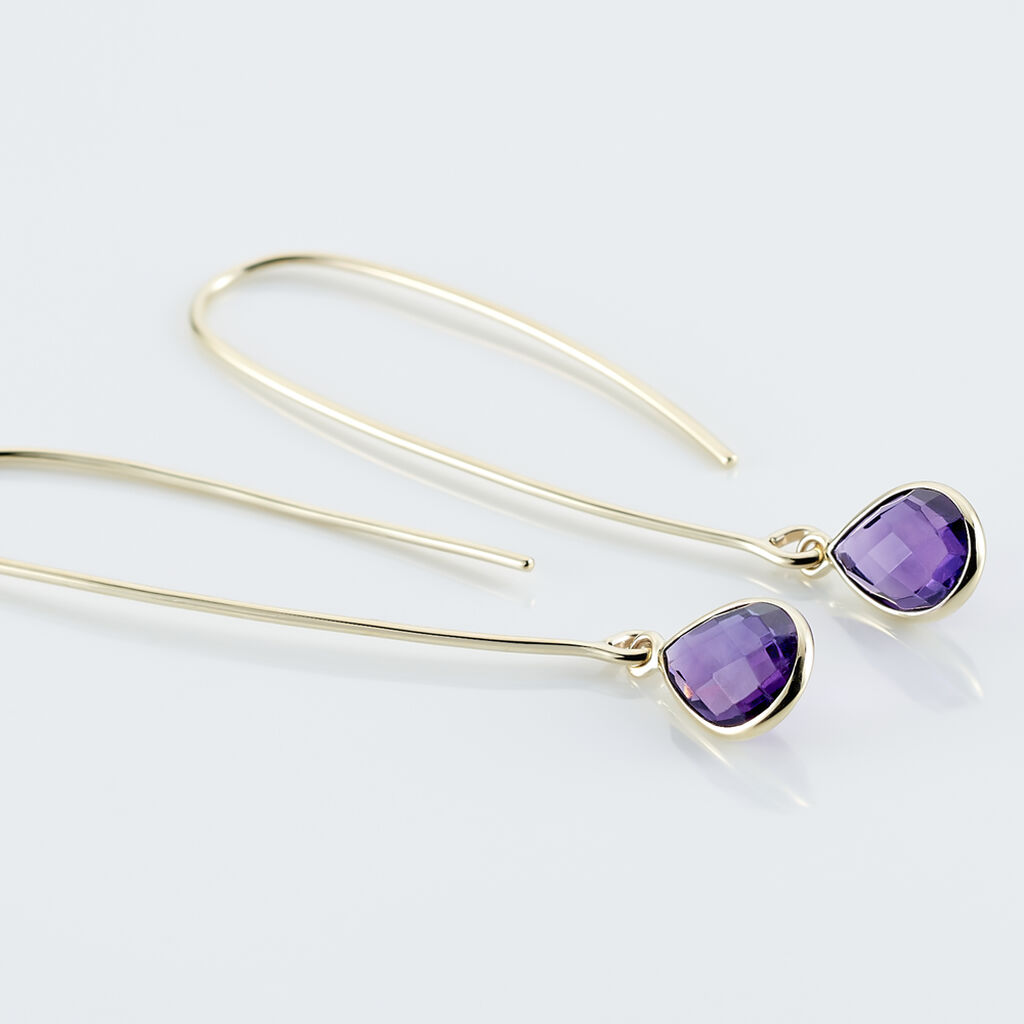 Créoles Phie Poire Or Jaune Amethyste
